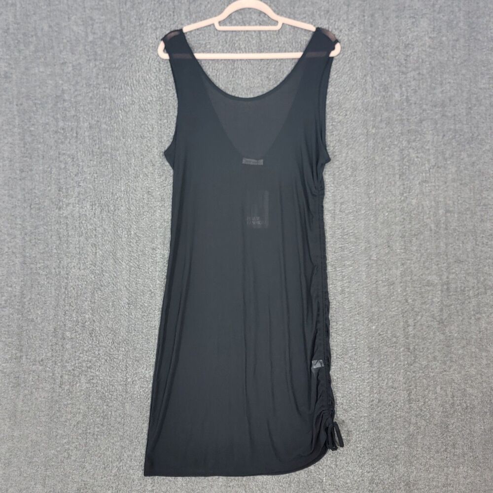 Pinup Fashion Dress Womens XL Black Sleeveless Sexy Stretchy Sheer Ruched Side